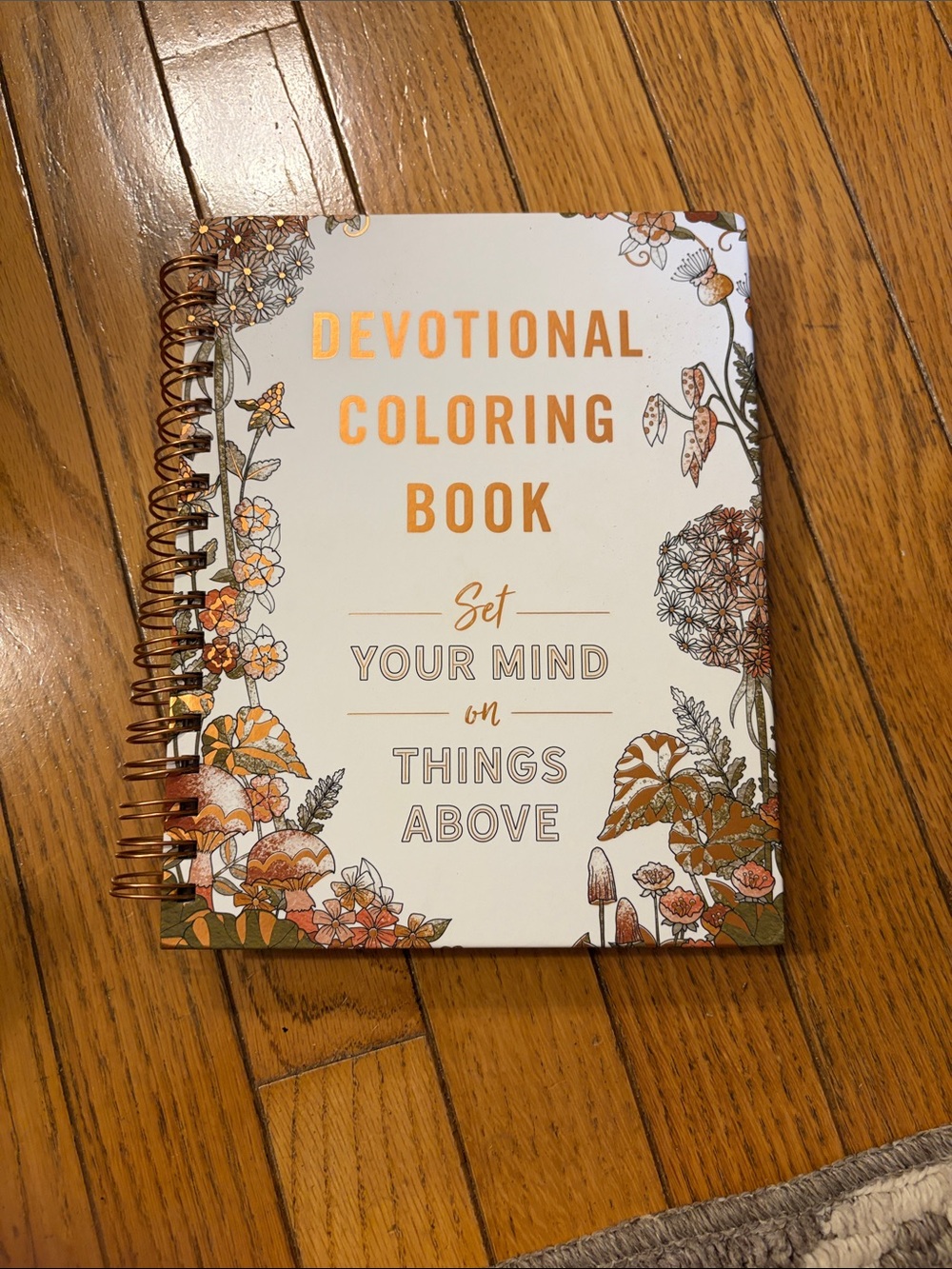 Devotional Coloring Book Spiral Journal in White and Copper
